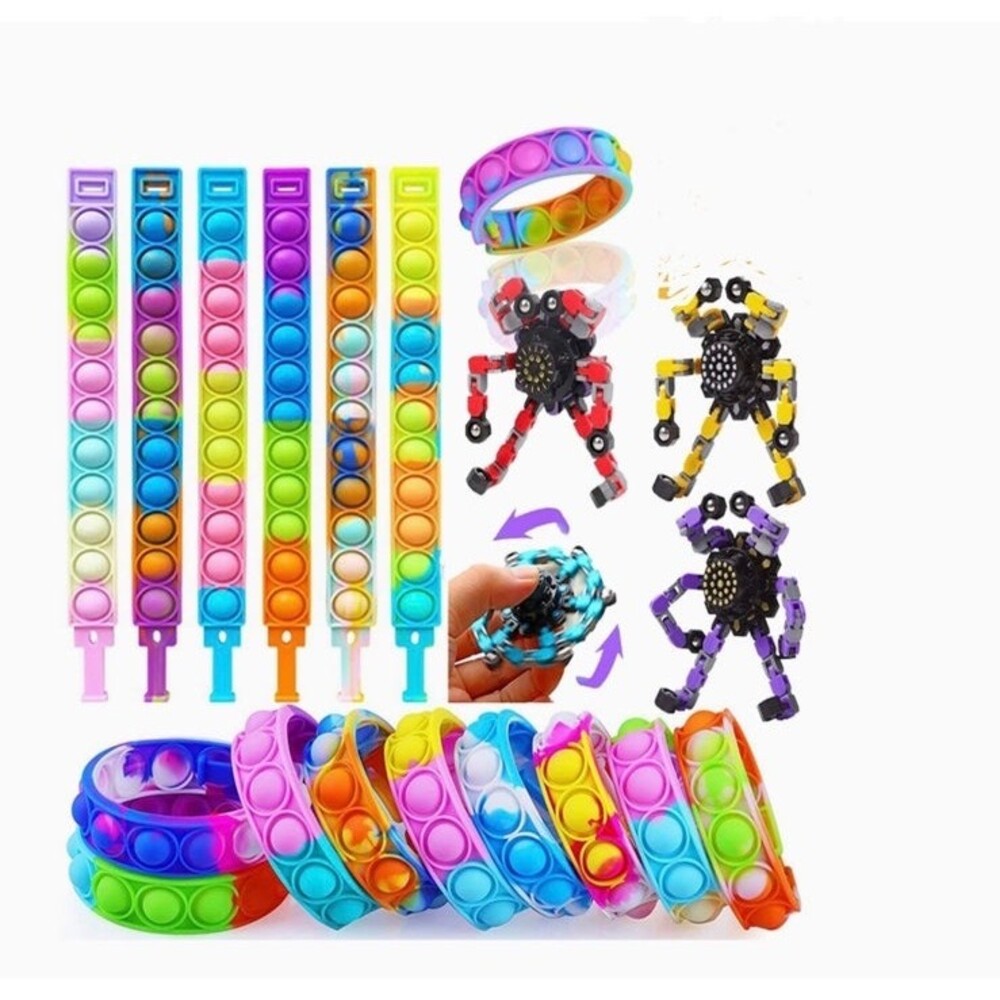 Fidget Toy Pack with Fidget Spinners Kids Toys Fidget Poppers Stress Relief B3